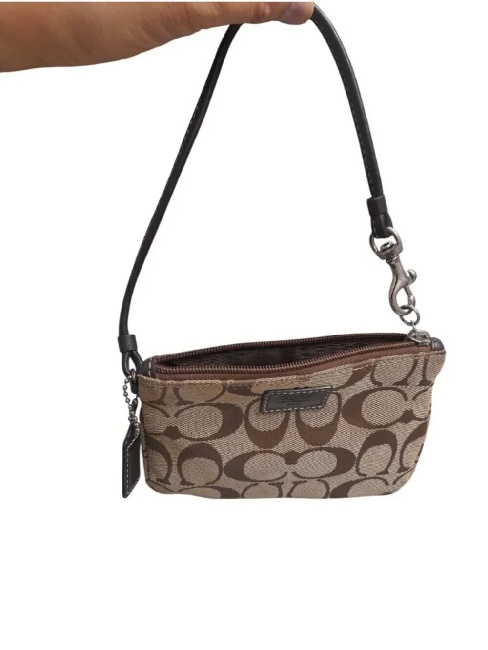 Coach Signature Canvas Zip Wristlet Y2K Pouch